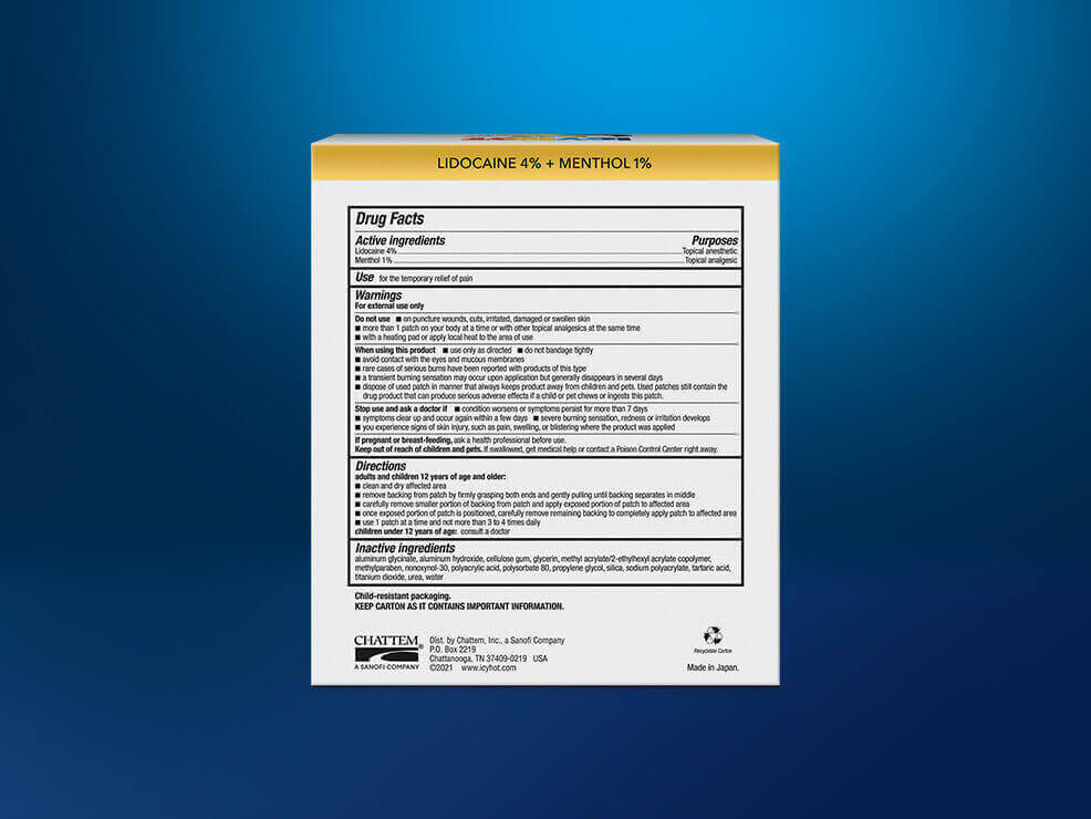 Lidocaine Patch Icy Hot® Pain Relief Patch